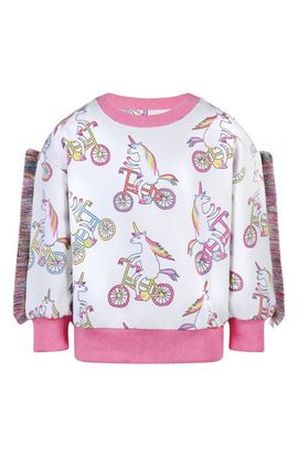 Rock Your Kid Rock Your Kid Kids' Funky Fringe Unicorn Print Cotton Sweatshirt