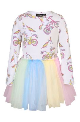 Rock Your Kid Rock Your Kid Kids' Unicorn Circus Print Long Sleeve Tulle Party Dress