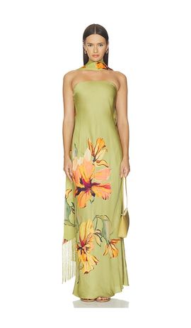 ROCOCO SAND ROCOCO SAND Strapless Maxi Dress With Fringe Sash