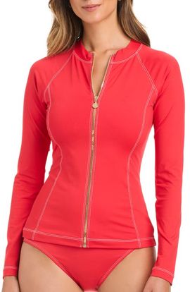 Rod Beattie Rod Beattie Contrast Stitch Zip-Up Rashguard