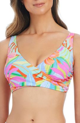 Rod Beattie Rod Beattie Print Banded Wrap Bikini Top