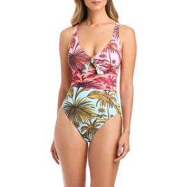 Rod Beattie Rod Beattie Print Tie Front One-Piece Swimsuit