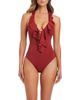 Rod Beattie Rod Beattie Ruffled Plunge Neck Halter One-Piece Swimsuit - 1