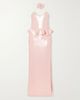 RODARTE Floral-appliquéd ruffled sequined mesh halterneck gown - 1