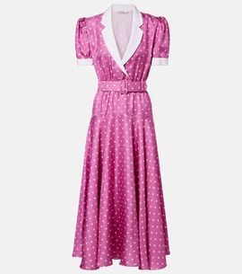 Rodarte Rodarte Belted polka-dot silk twill midi dress