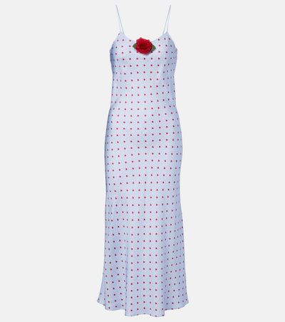 Rodarte Rodarte Floral-appliqué printed silk slip dress
