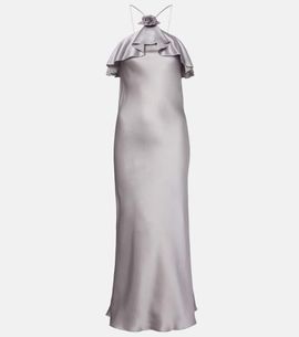 Rodarte Rodarte Floral-appliquÃ© silk charmeuse slip dress