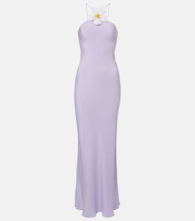 Rodarte Rodarte Floral-appliquÃ© silk crÃªpe maxi dress