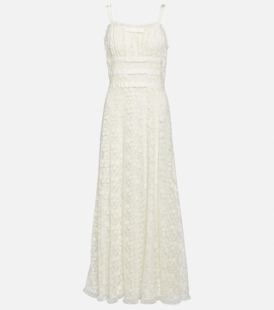 knee length dresses for ladies White Silk Satin Dress With Beaded Tulle And Lace Trim Detail  Rodarte