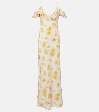 Rodarte Rodarte Floral ruffled silk moirÃ© slip dress