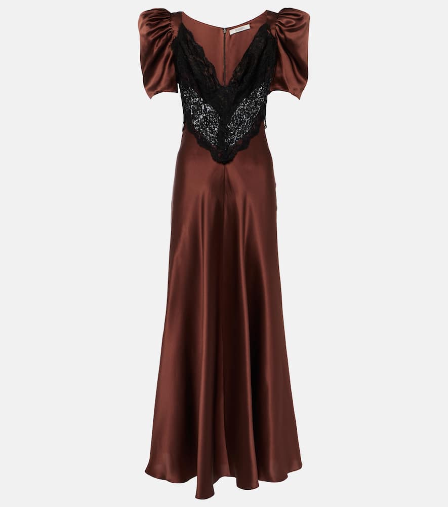 lace trimmed silk dress Satin Lace Panel Dress