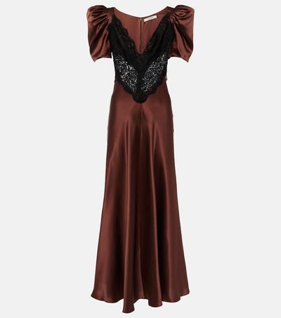Rodarte - Lace-trimmed silk charmeuse gown Rodarte - Lace-trimmed silk charmeuse gown