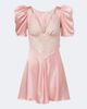 Rodarte Rodarte Lace-trimmed silk satin minidress - 1