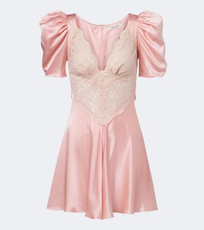Rodarte Rodarte Lace-trimmed silk satin minidress