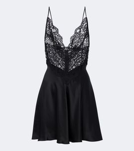 Rodarte Rodarte Lace and silk satin minidress