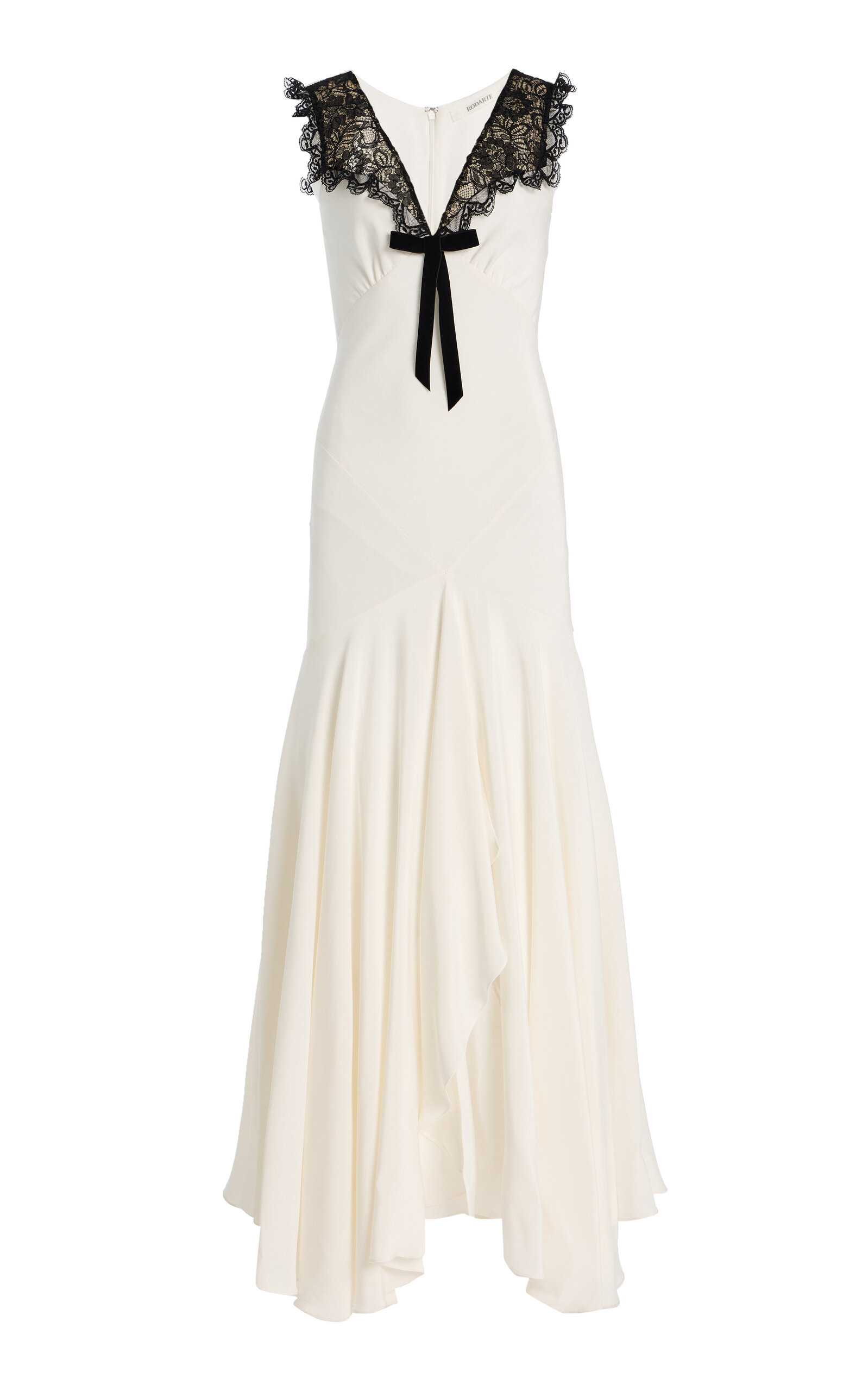 Rodarte Rodarte LaceTrimmed Silk Crepe Bias Maxi Dress