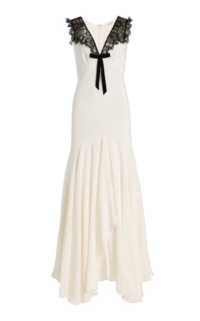 Rodarte Rodarte LaceTrimmed Silk Crepe Bias Maxi Dress