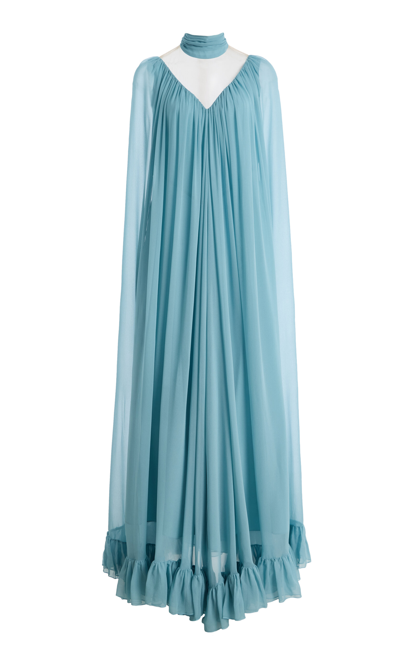 Rodarte Rodarte Pleated Cape Chiffon Gown