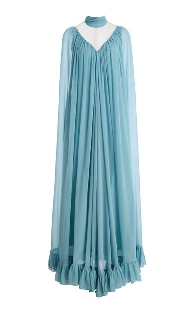 Rodarte Rodarte Pleated Cape Chiffon Gown