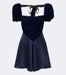 Rodarte Rodarte Ruched silk satin and velvet minidress
