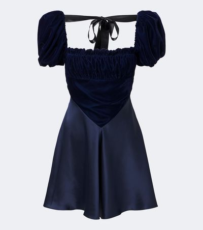 Rodarte Rodarte Ruched silk satin and velvet minidress