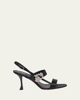 Roger Vivier 85mm Mini Bouquet Satin Slingback Sandals