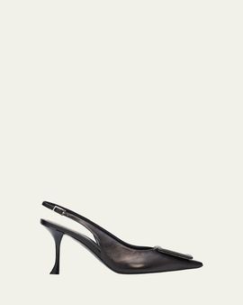 Roger Vivier 85mm Viv Ville Leather Slingback Pumps