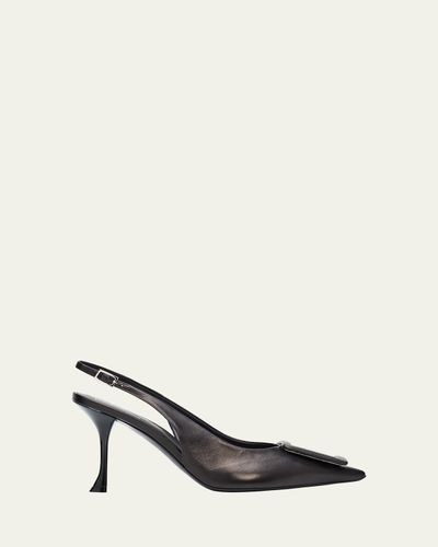 Roger Vivier 85mm Viv Ville Leather Slingback Pumps