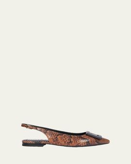 Roger Vivier Gommettine Croc-Embossed Leather Slingback Ballerina Flats