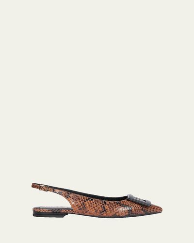 Roger Vivier Gommettine Croc-Embossed Leather Slingback Ballerina Flats
