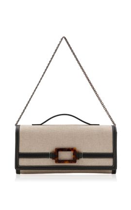 Roger Vivier Roger Vivier Belle Vivier Canvas Clutch