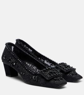 Roger Vivier Roger Vivier Belle Vivier embellished lace pumps