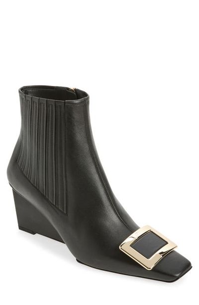 Roger Vivier Roger Vivier Belle Vivier Leather Wedge Bootie