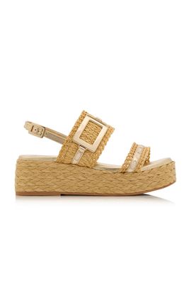 Roger Vivier Roger Vivier Belle Vivier Raffia Wedge Sandals