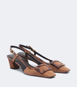 Roger Vivier Roger Vivier Belle Vivier snake-effect suede slingback pumps