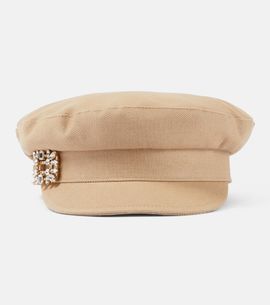 Roger Vivier Roger Vivier Broche Vivier denim newsboy cap