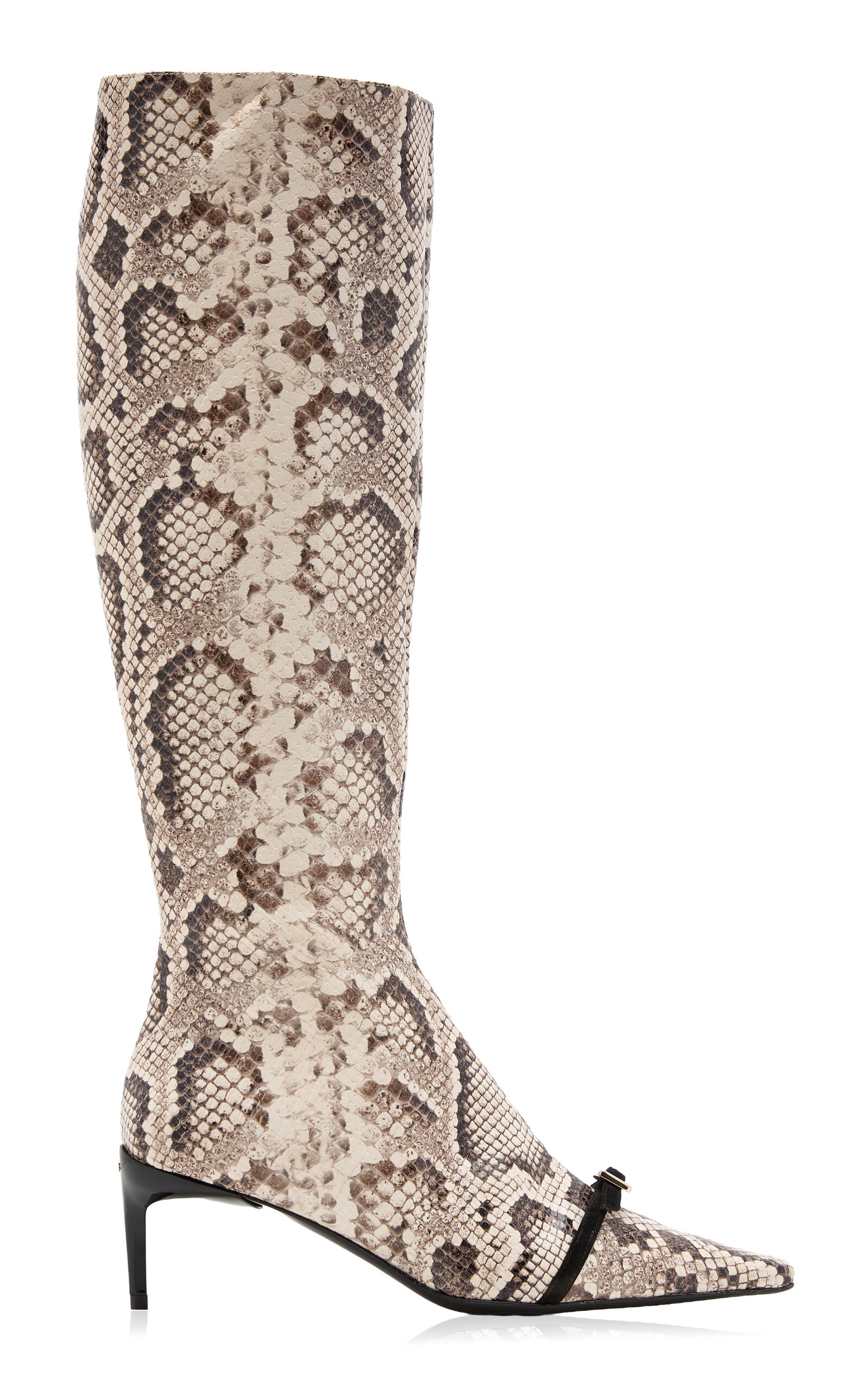 Roger Vivier Roger Vivier Buckled PythonEffect Leather Knee Boots