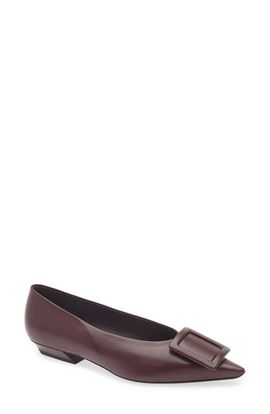 Roger Vivier Roger Vivier Covered Buckle Pointed Toe Leather Flat