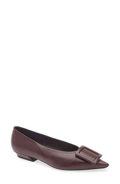 Roger Vivier Roger Vivier Covered Buckle Pointed Toe Leather Flat