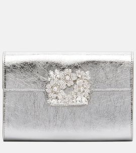 Roger Vivier Roger Vivier Efflorescence Mini metallic leather clutch