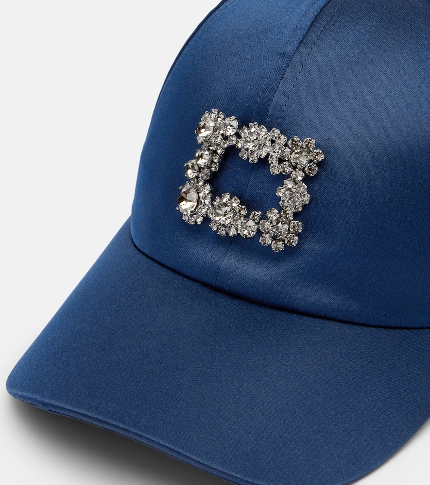 ROGER VIVIER デニムキャップ Broche Vivier denim flat cap in blue - Roger Vivier | Mytheresa