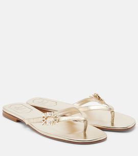Roger Vivier Roger Vivier Embellished metallic leather thong sandals