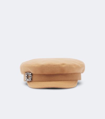 Roger Vivier Roger Vivier Embellished wool-blend newsboy cap