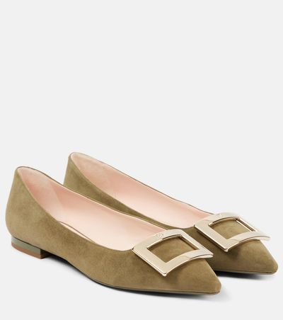 Roger Vivier Roger Vivier Gommettine Ball suede ballet flats