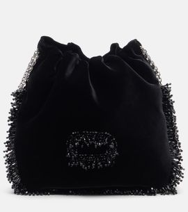 Roger Vivier Roger Vivier Pilgrim Mini beaded velvet bucket bag
