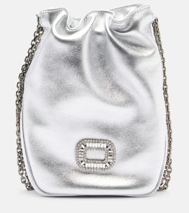 Roger Vivier Roger Vivier Pilgrim Nano metallic leather bucket bag