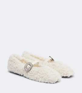 Roger Vivier Roger Vivier Pilgrim Strass shearling Mary Jane flats