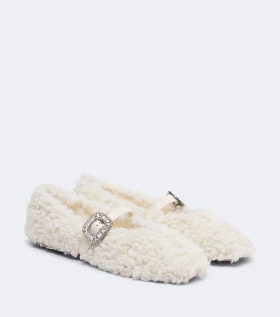 Roger Vivier Roger Vivier Pilgrim Strass shearling Mary Jane flats