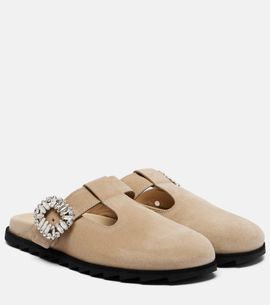 Roger Vivier Roger Vivier Slidy Viv' embellished suede mules