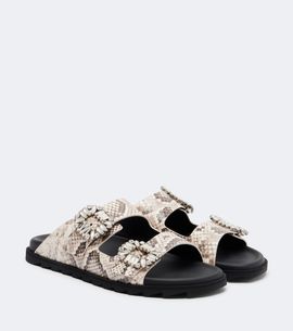 Roger Vivier Roger Vivier Slidy Viv' snake-print leather sandals
